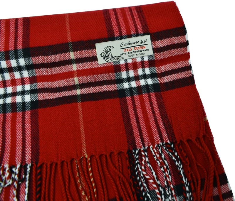 Glory Max Unisex Classic Tartan Plaid Winter Scarf Soft Cashmere Feel 72"x12" - Image 2
